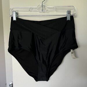 NWT Aerie Crossover High Waisted Black Swim Bottom size large